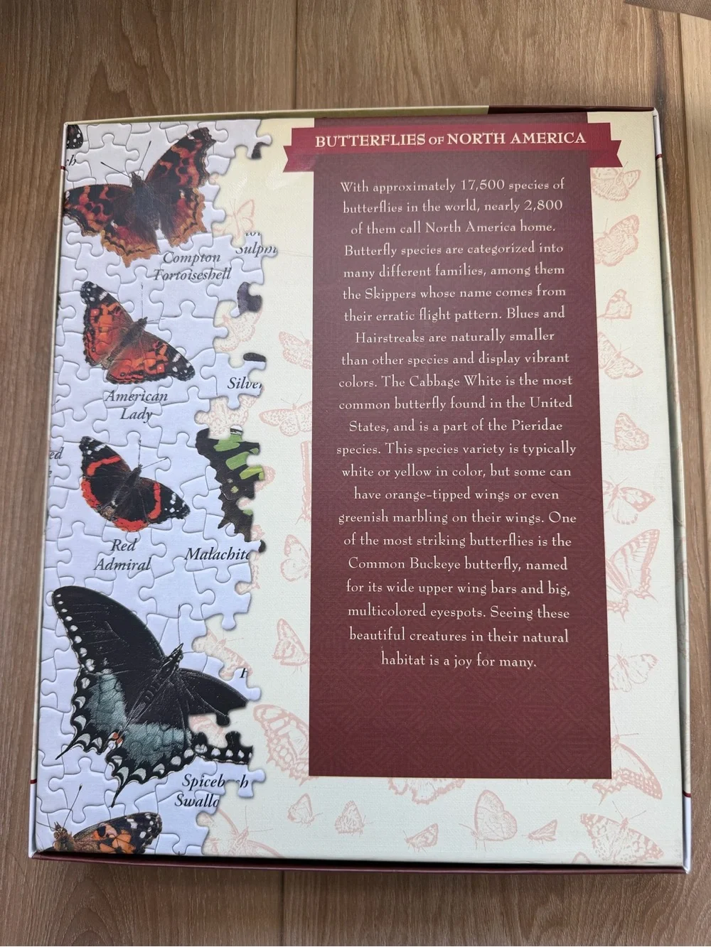 Butterflies of North America 1000-Piece Jigsaw Puzzle - Pink Accent